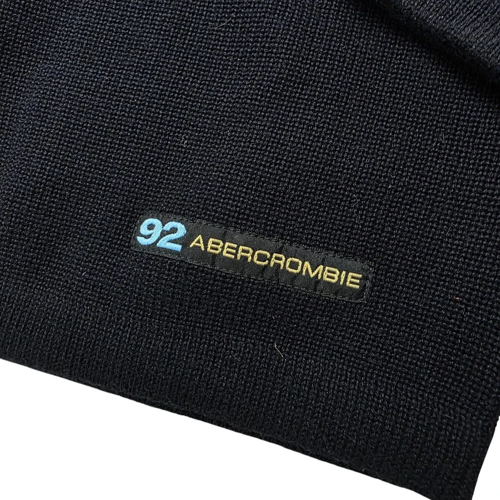 Vtg 90s Abercrombie Fitch Mens Sweater Large Blue Black Striped Crew Long Sleeve